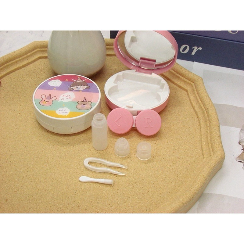 khay 6 Ô đựng lens Mèo kitty Hồng  và Kitty Xanh Muneyes