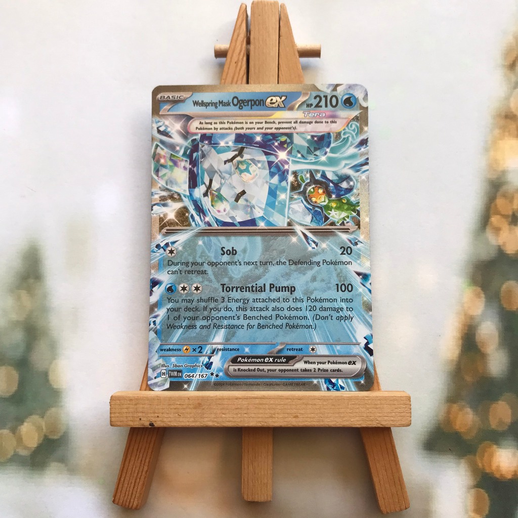 064 167 pokemon card Ogerpon Ex 064/167 Teracristal Ultraboost X Scarlet and Violet 6 Twilight Masquerade Grass Myriad Leaf Shower (30+ This attack does 30 more damage for each energy attached to both Active Pokmon.) Pokmon Ogerpon Ex 064/167 