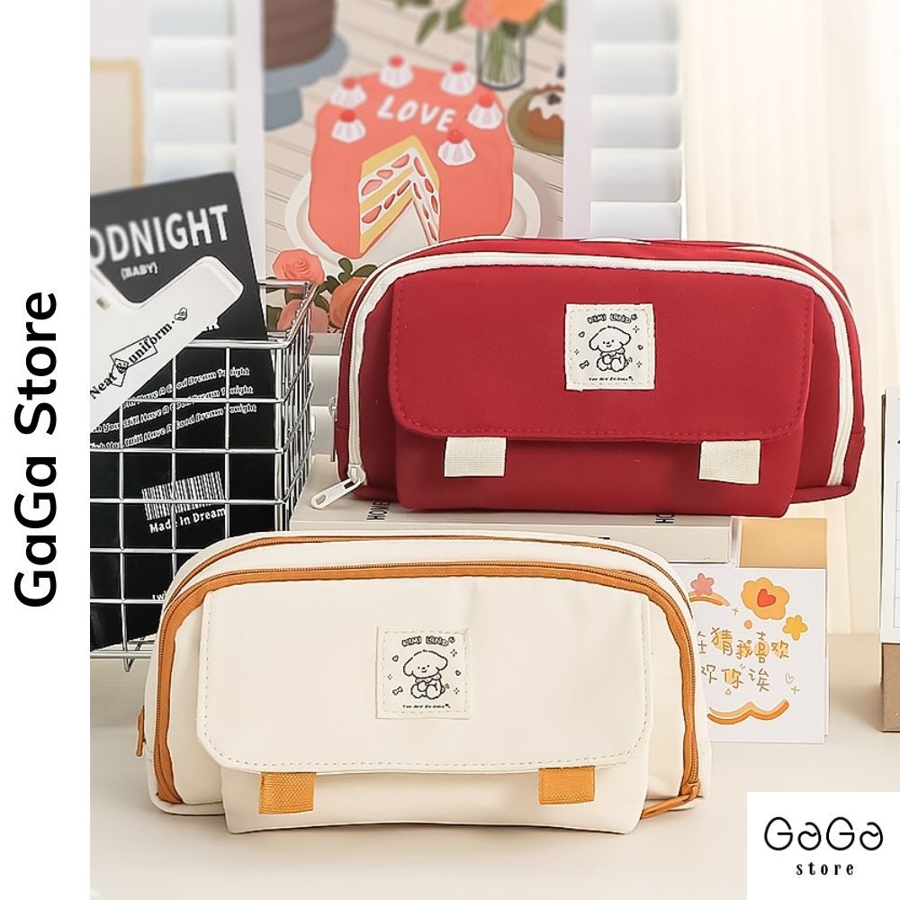 Túi đựng bút vải canvas thời trang basic nhiều ngăn phong cách hàn quốc dễ thương  đựng nhiều đồ dùng PKV038 gagastore