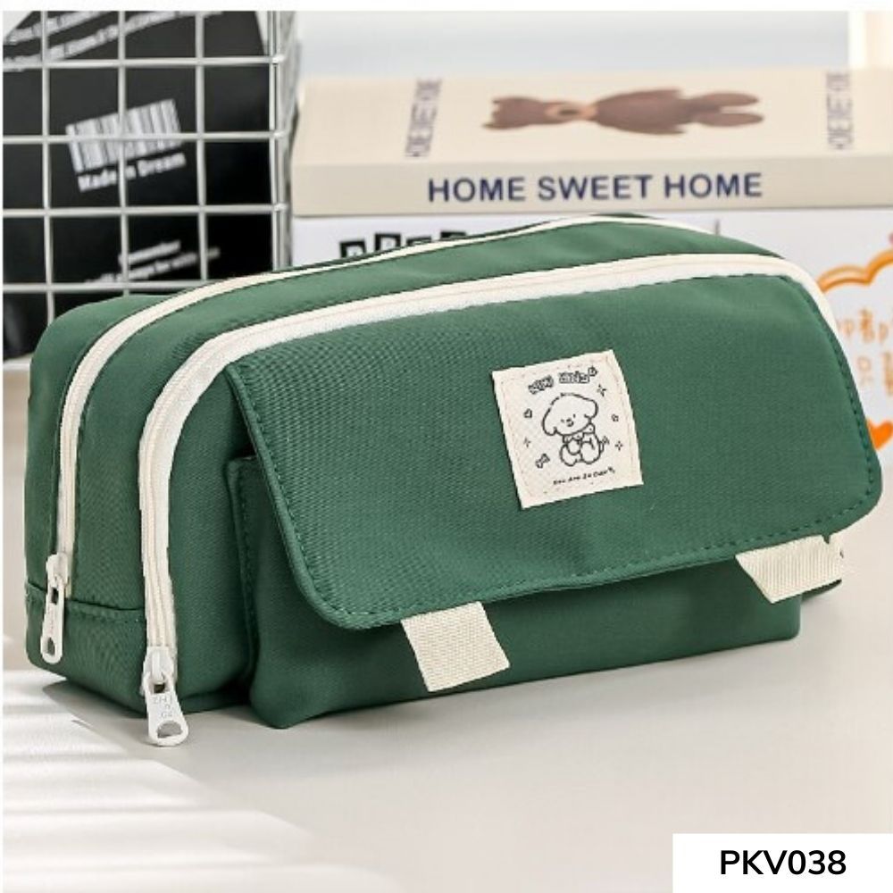 Túi đựng bút vải canvas thời trang basic nhiều ngăn phong cách hàn quốc dễ thương  đựng nhiều đồ dùng PKV038 gagastore