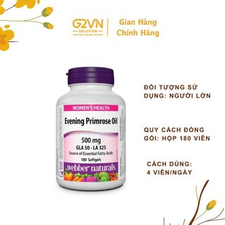 [HÀNG CÔNG TY] Viên uống dầu hoa anh thảo Evening Primrose Oil GLA WEBBER NATURALS Hộp 180 viên