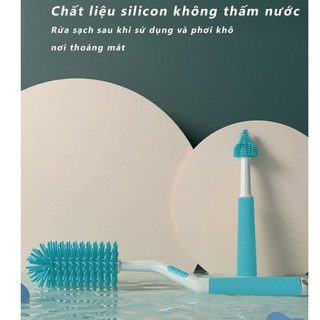Bộ Combo 3 Chi Tiết Vệ Sinh, Cọ, Rửa Bình Sữa Hay Các Đồ Dùng Khác Phù Hợp. Chất Liệu Silicon An toàn Khi Sử Dụng