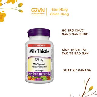 [HÀNG CÔNG TY] Viên uống hỗ trợ thải độc và bảo vệ gan Milk Thistle 150mg WEBBER NATURALS Hộp 240v
