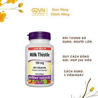 [HÀNG CÔNG TY] Viên uống hỗ trợ thải độc và bảo vệ gan Milk Thistle 150mg WEBBER NATURALS Hộp 240v
