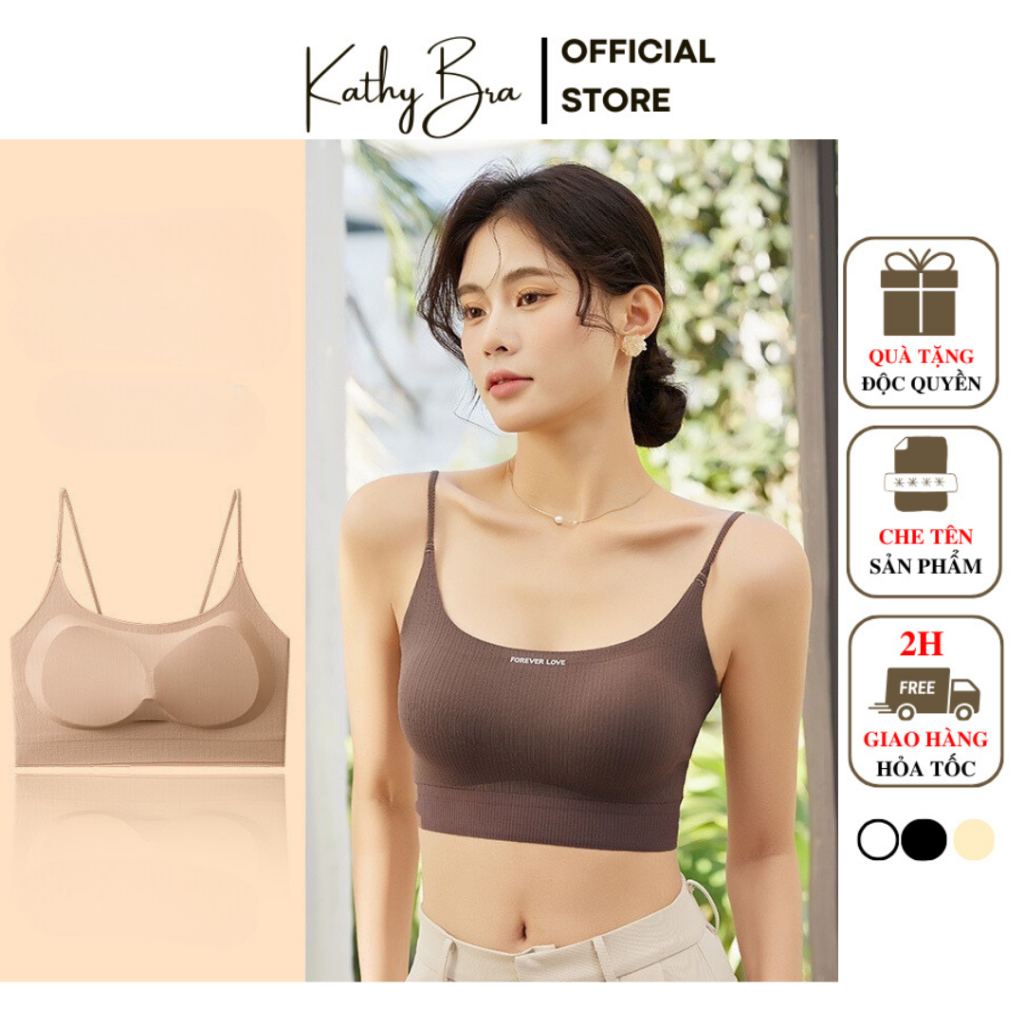 C10 [LOẠI 1] Áo Bra 2 Dây Basic KATHY BRA Chất Gân Tăm Co Dãn Tốt Có Đệm Mút Phối Đồ Siu Xinh | BigBuy360 - bigbuy360.vn