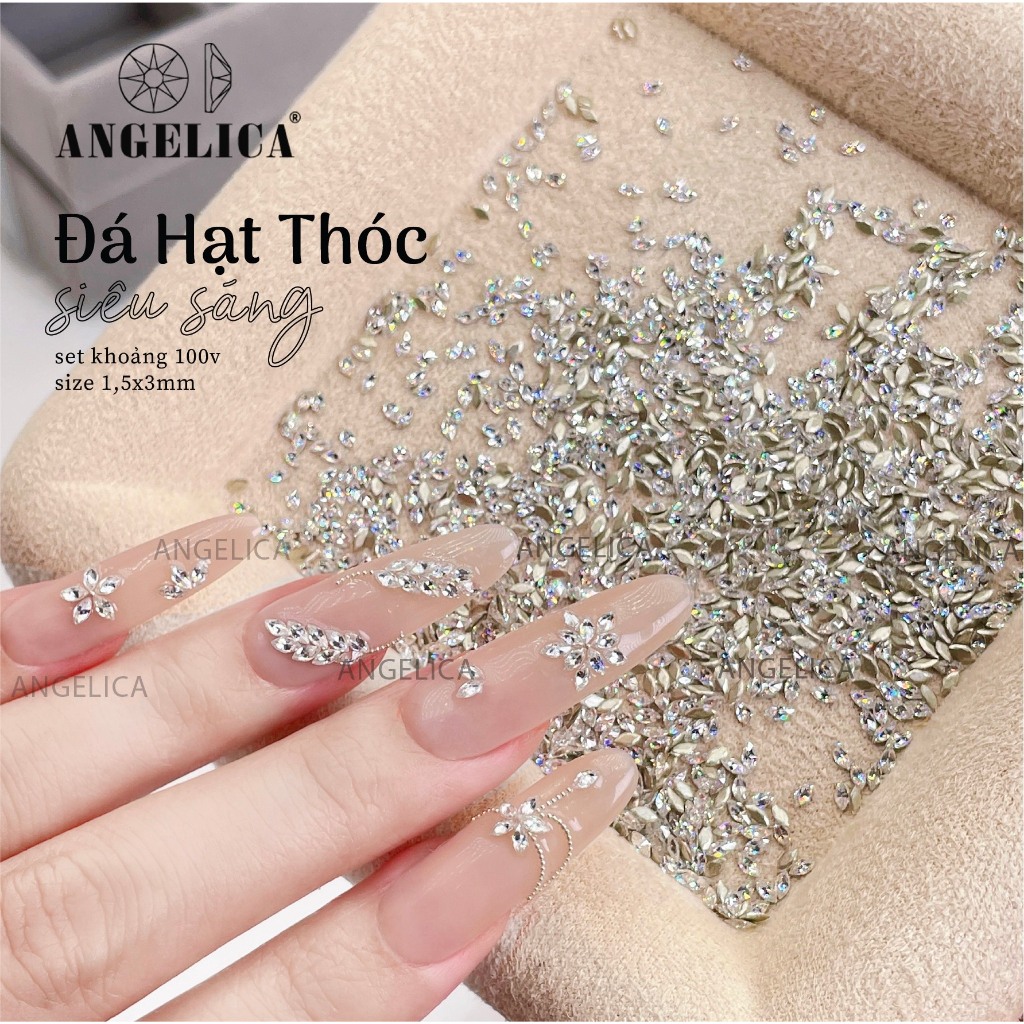 Set Đá Hạt Thóc Siêu Sáng ANGELICA ( 100 viên 1 set ) - đá chân bằng giả úc cao cấp