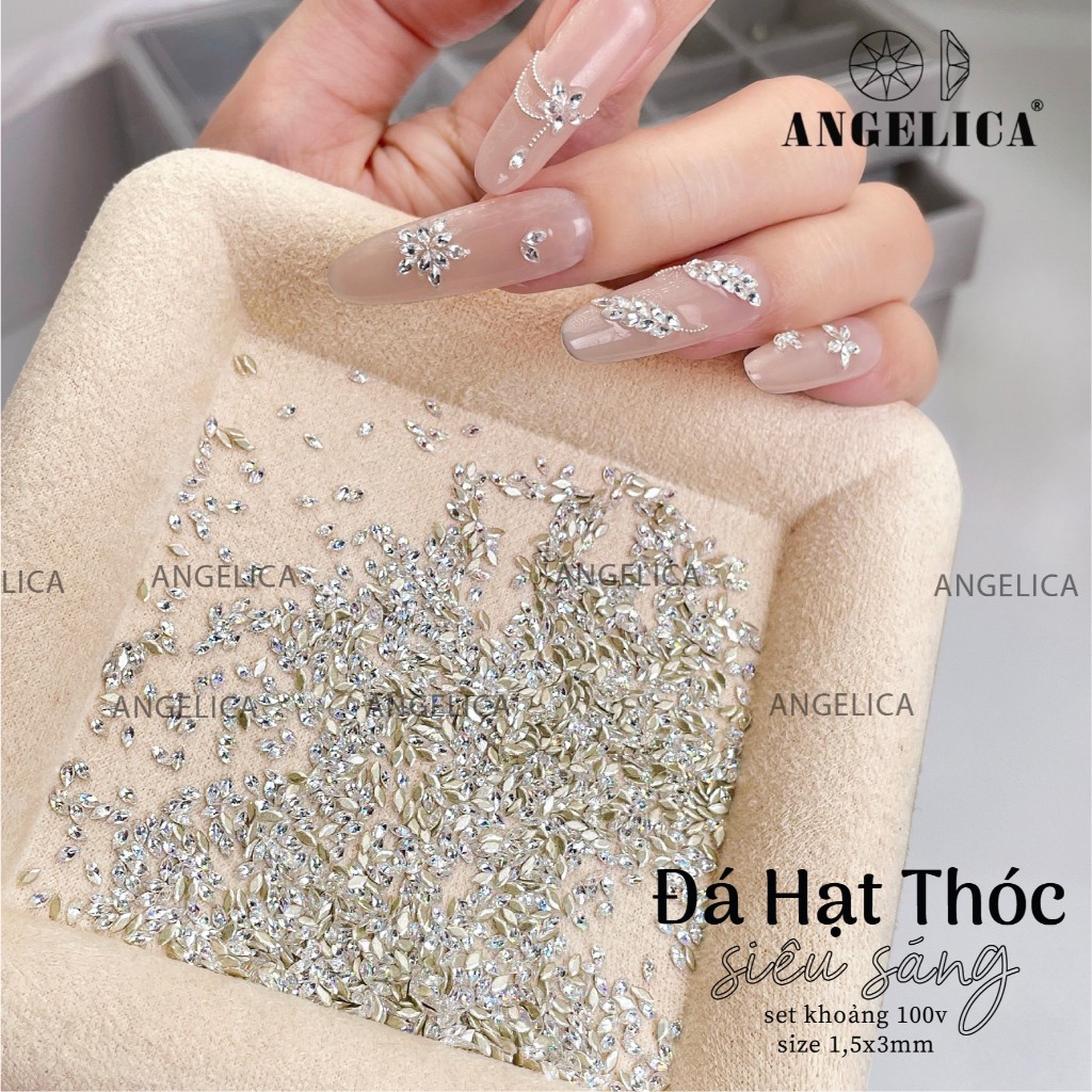 Set Đá Hạt Thóc Siêu Sáng ANGELICA ( 100 viên 1 set ) - đá chân bằng giả úc cao cấp