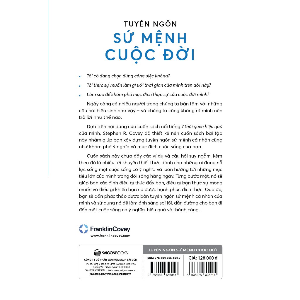 Sách - Tuyên Ngôn Sứ Mệnh Cuộc Đời - Stephen R. Covey
