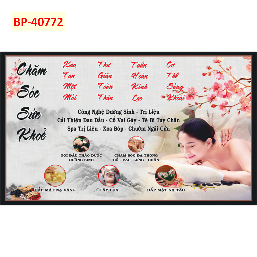 Tranh vải lụa dán tường 3D spa  dưỡng sinh nhiều hình ảnh màu sắc lựa chọn....