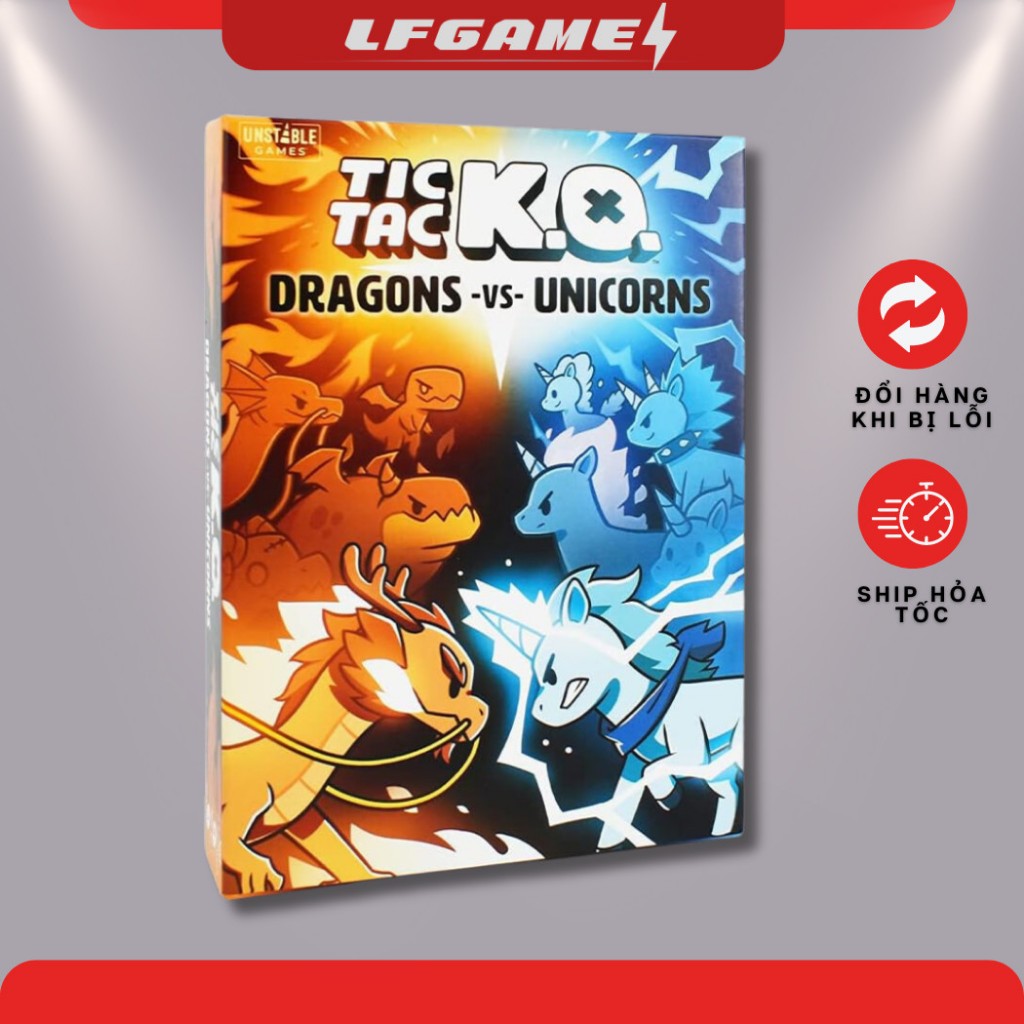 Bộ Trò Chơi Boardgames TIC TAC KO Dragons vs Unicorns Card Games Tiếng