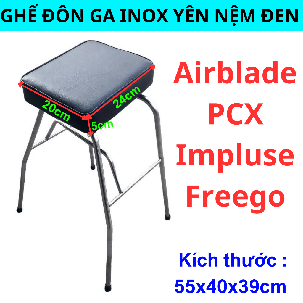 [ ĐÔN NỆM ] GHẾ ĐÔN GA INOX YÊN NỆM ĐEN LÕM AN TOÀN CHO BÉ