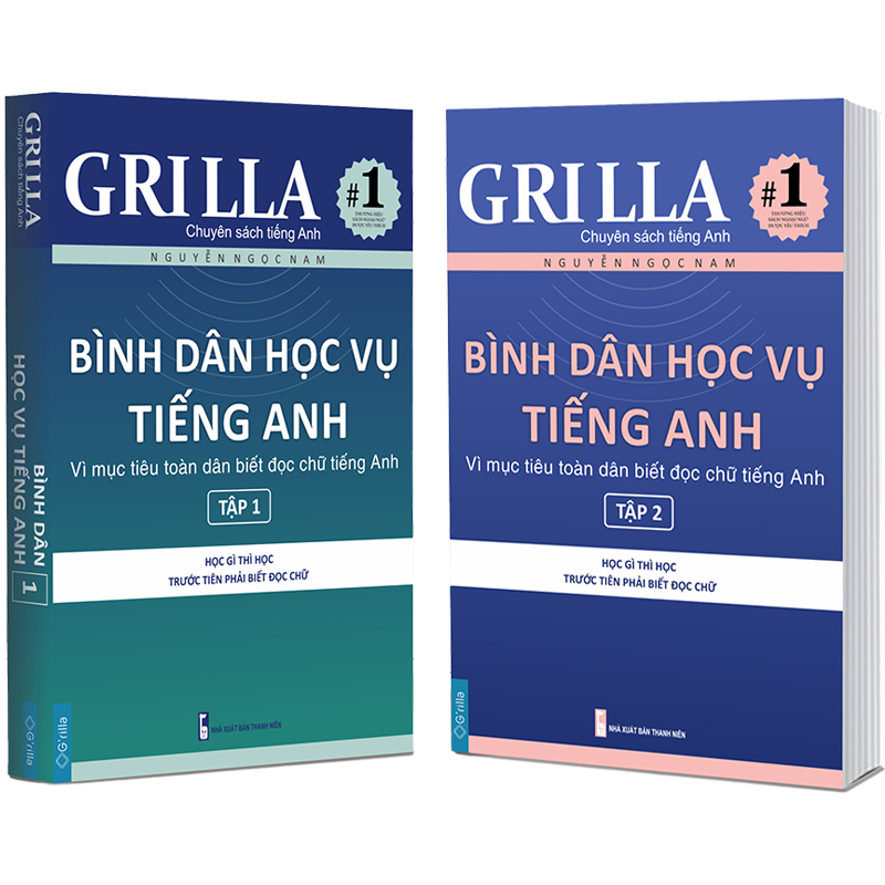 Ảnh Sách - Combo 6 Bình dân học vụ tiếng Anh, Học đánh vần và Ngữ pháp theo quy luật 1 & 2 GRILLA 2