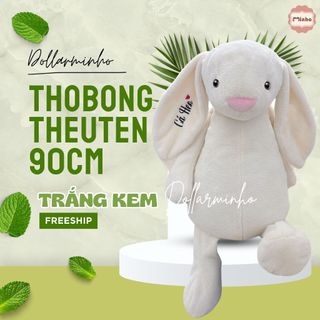 (Size 90) Gấu Bông Thỏ Tai Dài Bunny Thêu Tên Theo Yêu Cầu Không Rụng Lông Mềm Mịn Quà Tặng Sinh Nhật Cho Bé