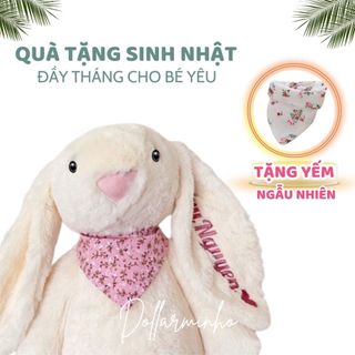 (Size 90) Gấu Bông Thỏ Tai Dài Bunny Thêu Tên Theo Yêu Cầu Không Rụng Lông Mềm Mịn Quà Tặng Sinh Nhật Cho Bé