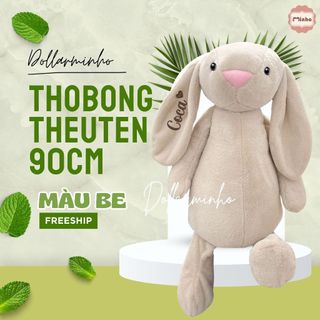 (Size 90) Gấu Bông Thỏ Tai Dài Bunny Thêu Tên Theo Yêu Cầu Không Rụng Lông Mềm Mịn Quà Tặng Sinh Nhật Cho Bé