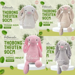 (Size 90) Gấu Bông Thỏ Tai Dài Bunny Thêu Tên Theo Yêu Cầu Không Rụng Lông Mềm Mịn Quà Tặng Sinh Nhật Cho Bé