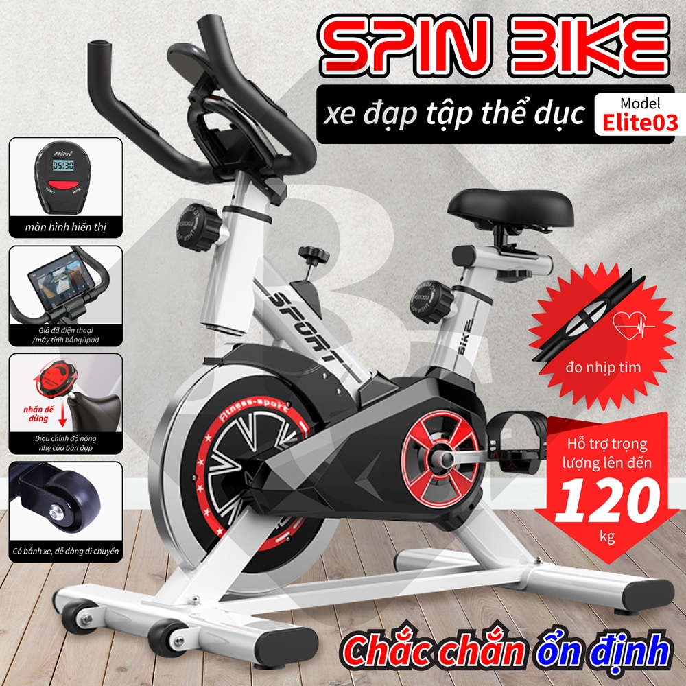 Ảnh BG - Xe đạp tập thể dục nhỏ gọn tại nhà  Fitness, ELITE 03 có đồng hồ tập luyện, đo nhịp tim 4