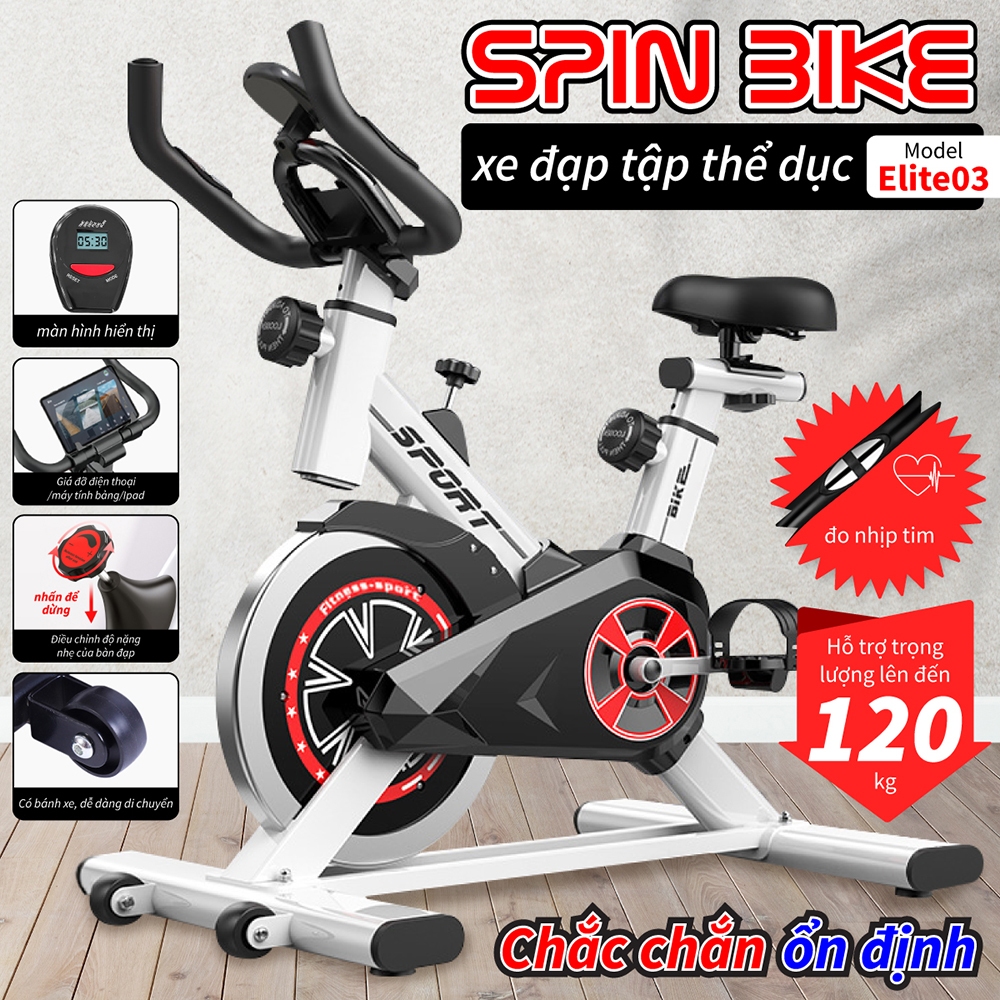 Ảnh BG - Xe đạp tập thể dục nhỏ gọn tại nhà  Fitness, ELITE 03 có đồng hồ tập luyện, đo nhịp tim 3
