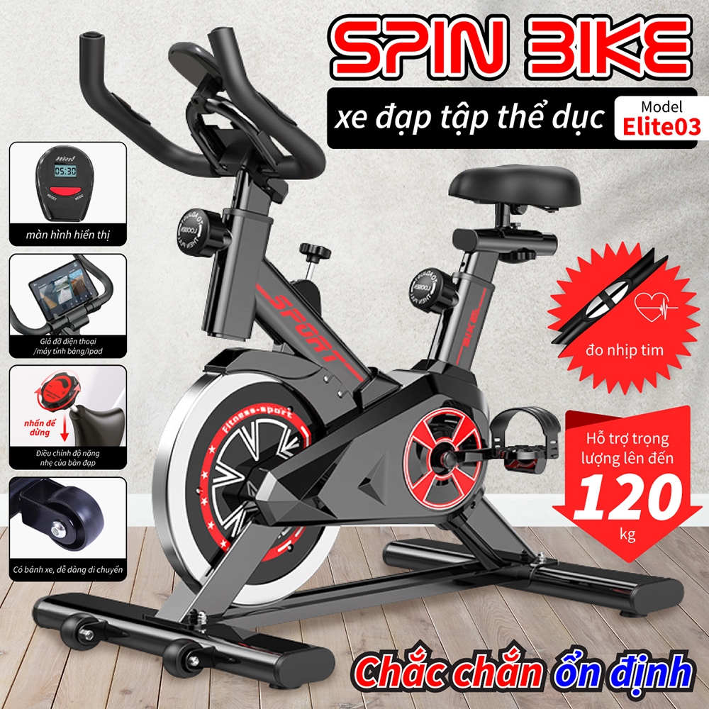 Ảnh BG - Xe đạp tập thể dục nhỏ gọn tại nhà  Fitness, ELITE 03 có đồng hồ tập luyện, đo nhịp tim 1