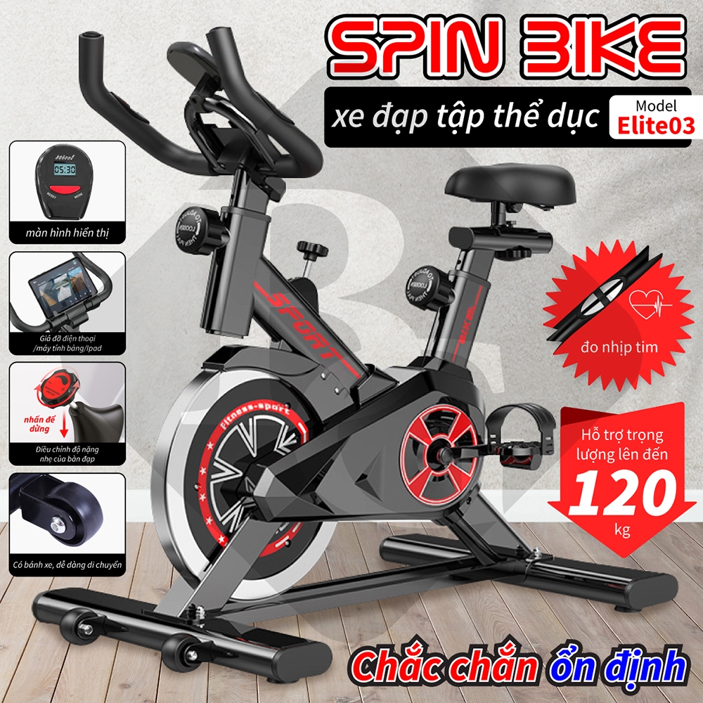 Ảnh BG - Xe đạp tập thể dục nhỏ gọn tại nhà  Fitness, ELITE 03 có đồng hồ tập luyện, đo nhịp tim 2
