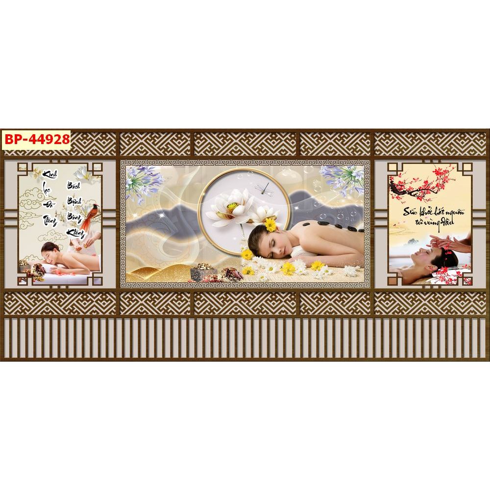 Tranh dán tường 3D SPA DƯỠNG SINH nhiều mẫu chất liệu vải lụa....