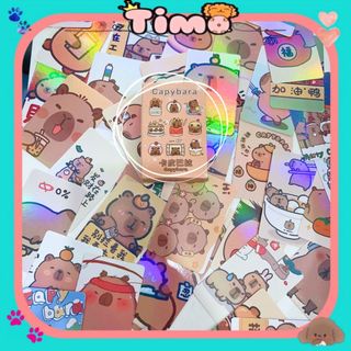 Card Capybara Loopy Chiikawa Lomo Hologram 50 Tấm Hình Bo Góc Cute Timo QT68