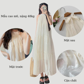 Váy maxi đi biển chất vải voan thêu hoa, phom to đẹp 247store Vaymaxi3455_P5K4