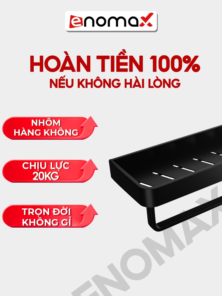 Ảnh Kệ nhà tắm Enomax dán tường đựng đồ đa năng, chất liệu Nhôm hàng không cao cấp, bảo hành 10 năm (0113) 3