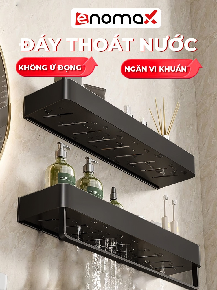 Ảnh Kệ nhà tắm Enomax dán tường đựng đồ đa năng, chất liệu Nhôm hàng không cao cấp, bảo hành 10 năm (0113) 2