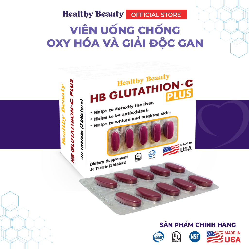 Ảnh VIÊN UỐNG GIẢI ĐỘC GAN, CHỐNG OXY HÓA, DƯỠNG SÁNG DA HB GLUTATHION-C PLUS 30 VIÊN 1