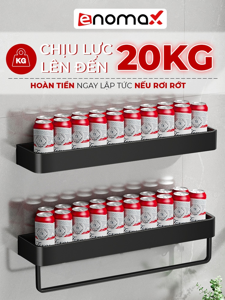 Ảnh Kệ nhà tắm Enomax dán tường đựng đồ đa năng, chất liệu Nhôm hàng không cao cấp, bảo hành 10 năm (0113) 4