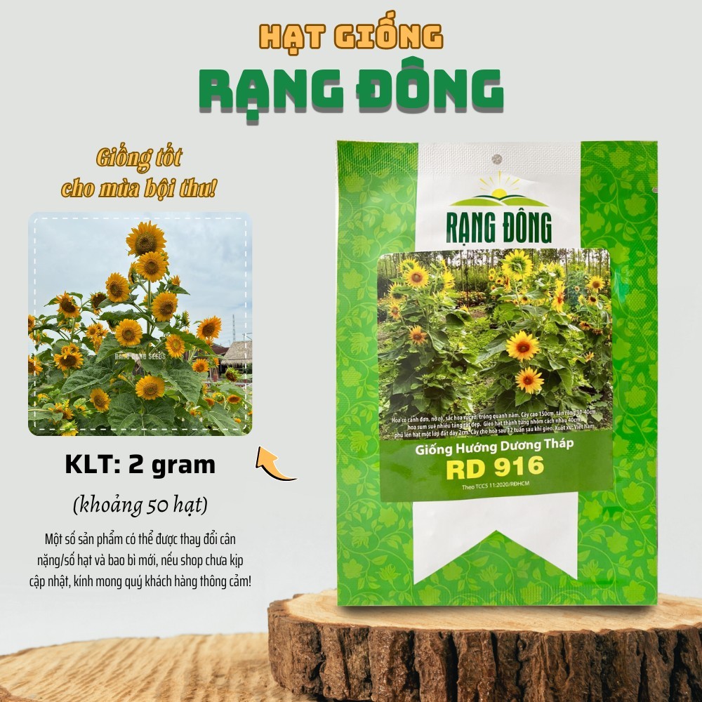 Hạt giống Hoa Hướng Dương Tháp Rd 916 (2g~40 hạt) thân cao, bông nhiều - Hạt giống Rạng Đông | L21