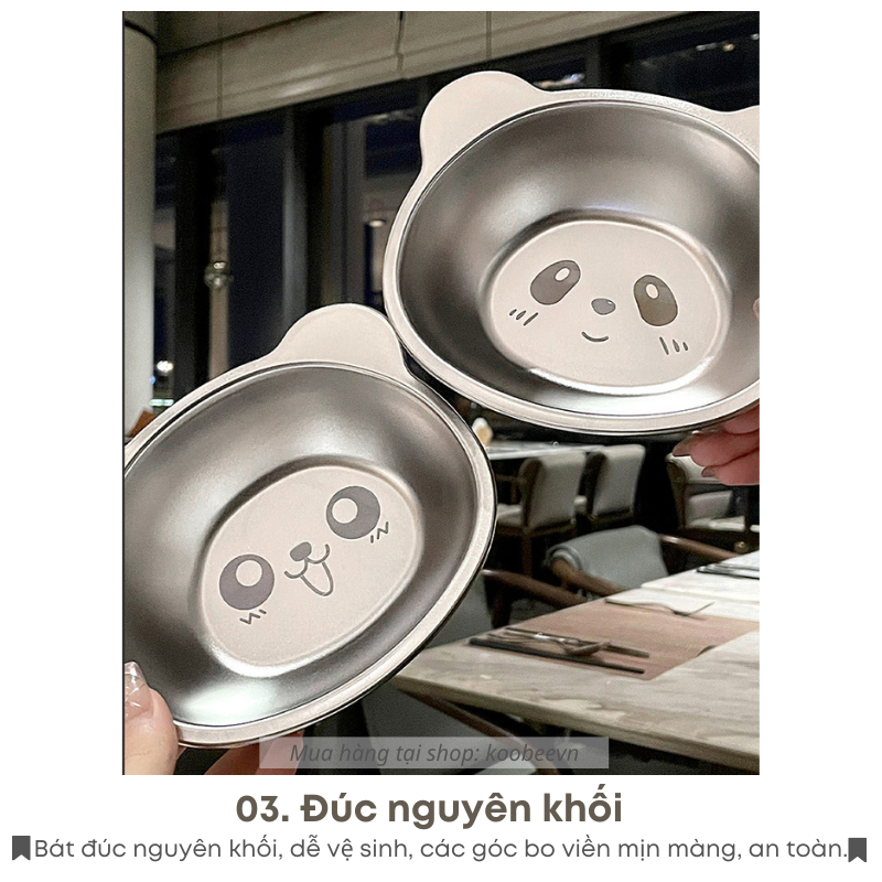 Bát Ăn Dặm Inox 304 KOOBEE Hình Gấu Dễ Thương Cho Bé Chất Liệu Cao Cấp An Toàn | 126