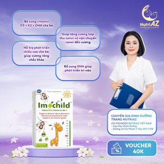 Vitamin D3K2 Imochild Bổ Sung D3K2MK7 Và Cải Thiện Trí Não Cho Bé Sơ Sinh Nhập Khẩu Châu Âu Lọ 20ML