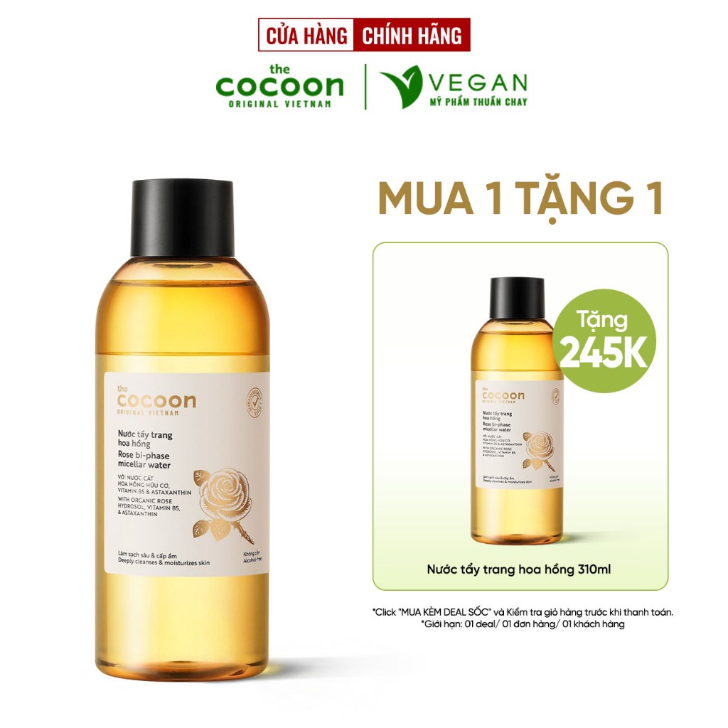 Nước tẩy trang hoa hồng cocoon 500ml (rose micellar water)