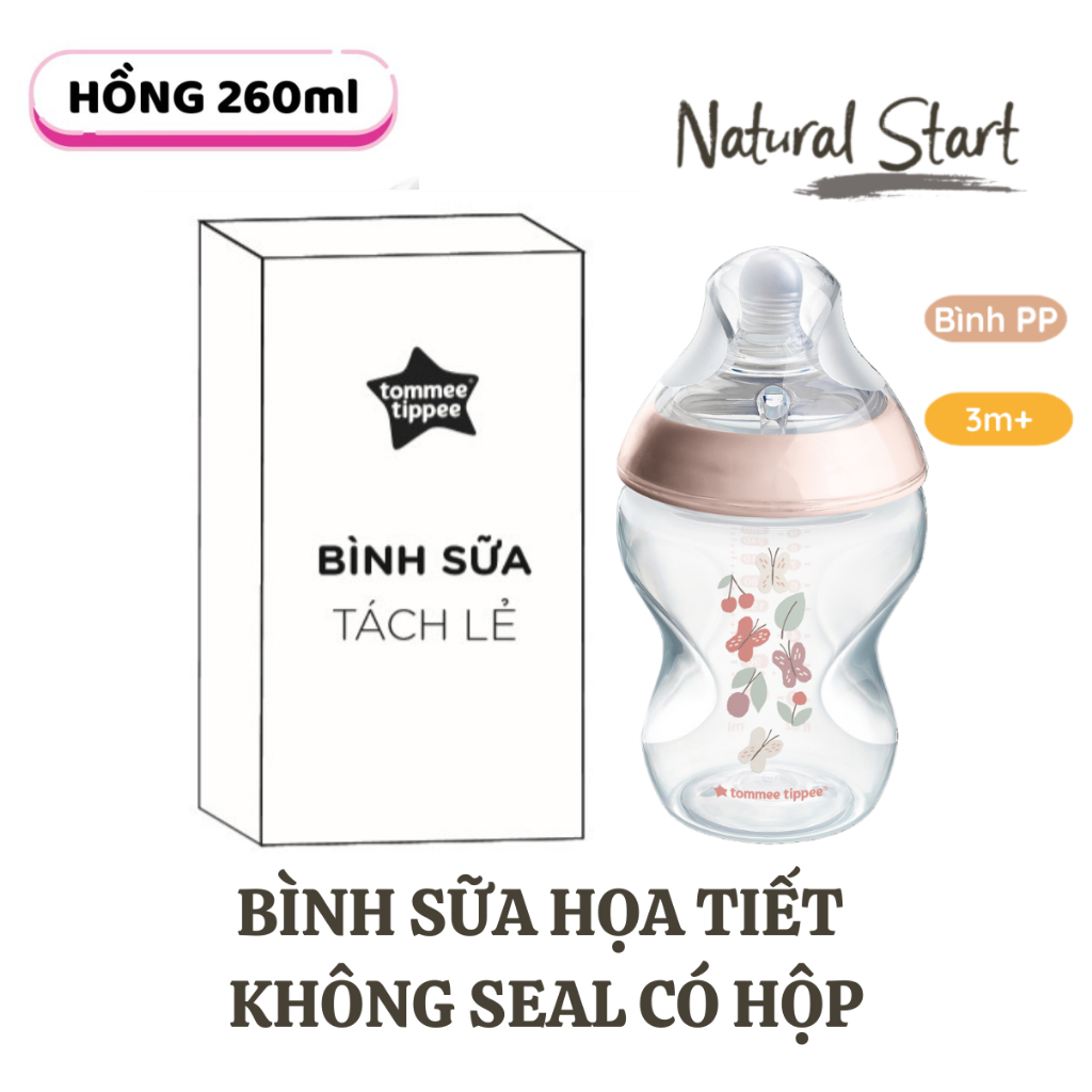 Ảnh Bình Sữa PP Ty Siêu Mềm Tự Nhiên Tommee Tippee Natural Start 260ml, Núm Ty Của Bình 3-6 Tháng, Hồng (Bình Đôi, Tách Lẻ) 3