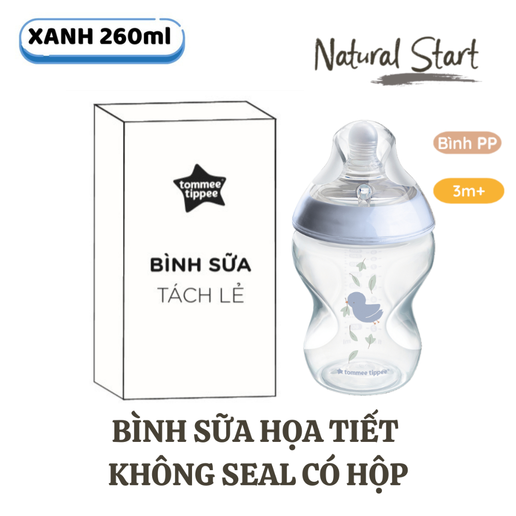 Ảnh Bình Sữa PP Ty Siêu Mềm Tự Nhiên Tommee Tippee Natural Start 260ml, Núm Ty Của Bình 3-6 Tháng, Xanh (Bình Đôi, Tách Lẻ) 3