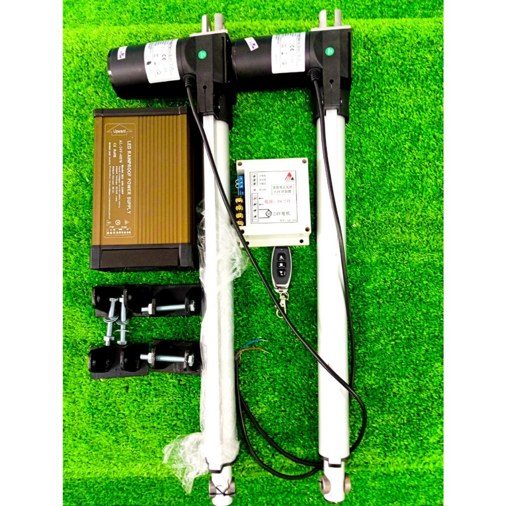 Bộ 2 tay Xi lanh điện kèm nguồn , mạch đk, 2 remot 24v- 3000N hành trình 40cm dùng cho cửa sổ giếng trời
