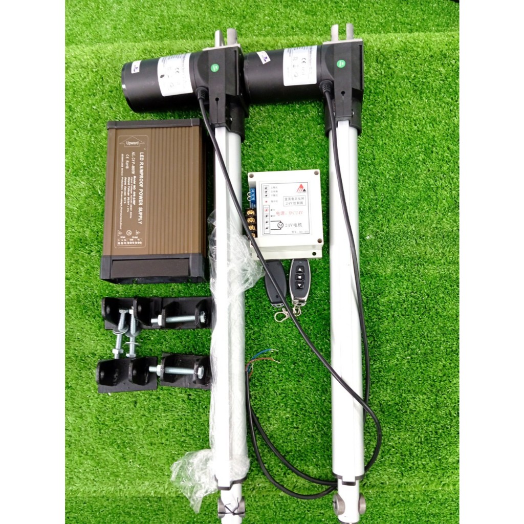 Bộ 2 tay Xi lanh điện kèm nguồn , mạch đk, 2 remot 24v- 3000N hành trình 40cm dùng cho cửa sổ giếng trời