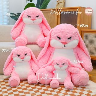(THÊU TÊN) Gấu Bông Thỏ Bunny Mặt Quạo - Thỏ Hung Hăng Tai Dài, Lông Mềm Đáng Yêu Cho Bé