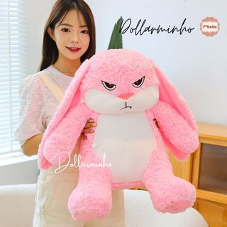 (THÊU TÊN) Gấu Bông Thỏ Bunny Mặt Quạo - Thỏ Hung Hăng Tai Dài, Lông Mềm Đáng Yêu Cho Bé