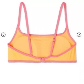 Bikini 2 mảnh, đồ bơi nữ màu cam phối viền nổi bật, vải co giãn sẵn đệm ngực, khuy cài sau hàng VNXK