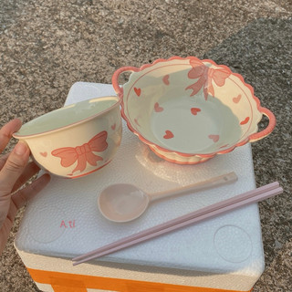 Set bát 4 món cao cấp hoạ tiết nơ xinh xỉu