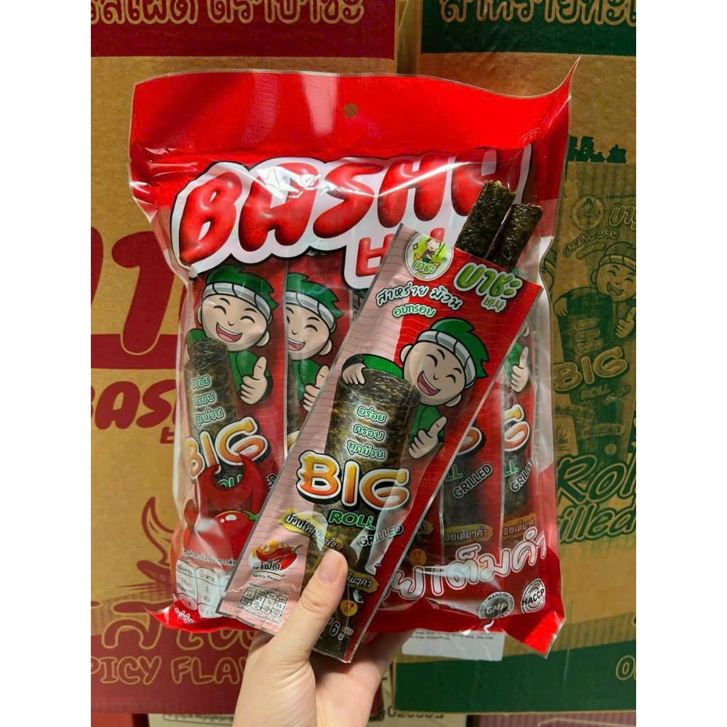 [Lốc 12 gói] Snack rong biển cuộn đôi Basha Thái Lan [ ĐỎ: VỊ CAY NHẸ ...