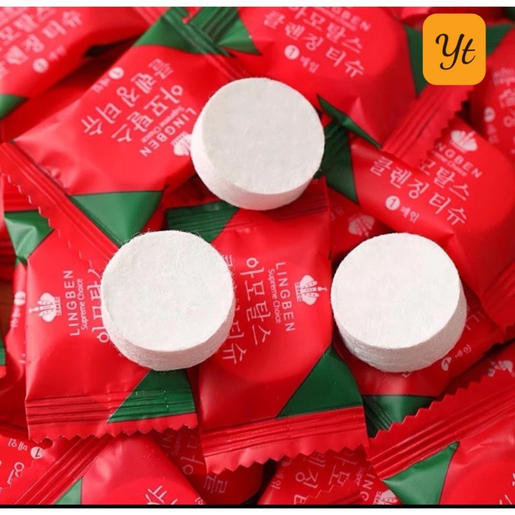 Túi 20 Khăn Giấy Nén,Dạng Viên Kẹo,dùng một lần để rửa mặt nhẹ nhàng và không gây khó chịu tiện lợi