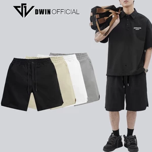 Quần short kaki cotton nam nữ DWIN đùi form rộng basic unisex định lượng 300 gsm chống nhăn không xù QS04A