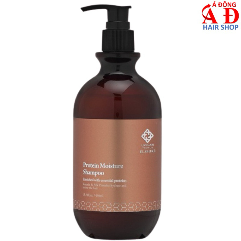 Dầu gội Hàn Quốc phục hồi dưỡng ẩm Protein Livegain Elabore Moisture cho tóc khô hư tổn 450ml