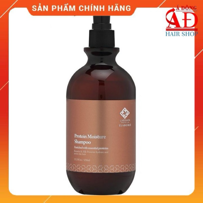 Dầu gội Hàn Quốc phục hồi dưỡng ẩm Protein Livegain Elabore Moisture cho tóc khô hư tổn 450ml