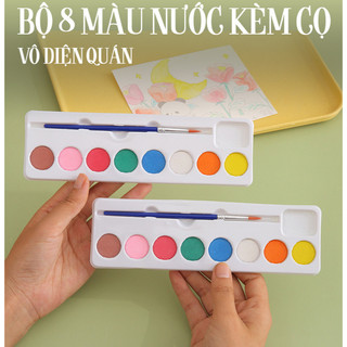 Khay 8 Màu Nước Cơ Bản Kèm Cọ Dùng Vẽ Tranh Tô Tượng