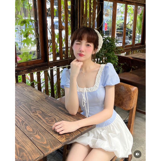 [V1.774] Váy Thô Kẻ Nơ Ngực Phối Thô Trắng Dáng Bom Có Lót Quần Siêu Xinh